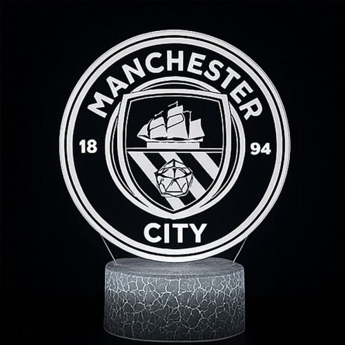 Personal 3D Lamp LED Manchester City – efektowna lampa nocna dla fana angielskiej piłki.