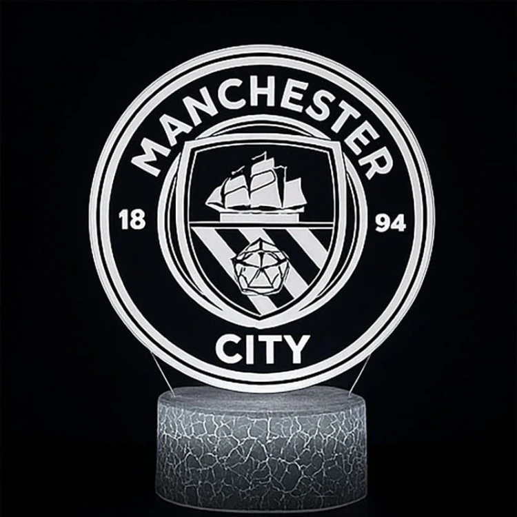 Personal 3D Lamp LED Manchester City – efektowna lampa nocna dla fana angielskiej piłki.