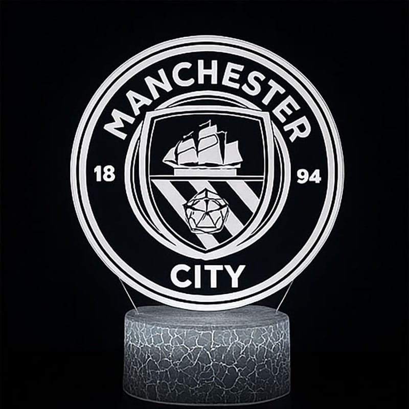 Personal 3D Lamp LED Manchester City – efektowna lampa nocna dla fana angielskiej piłki.