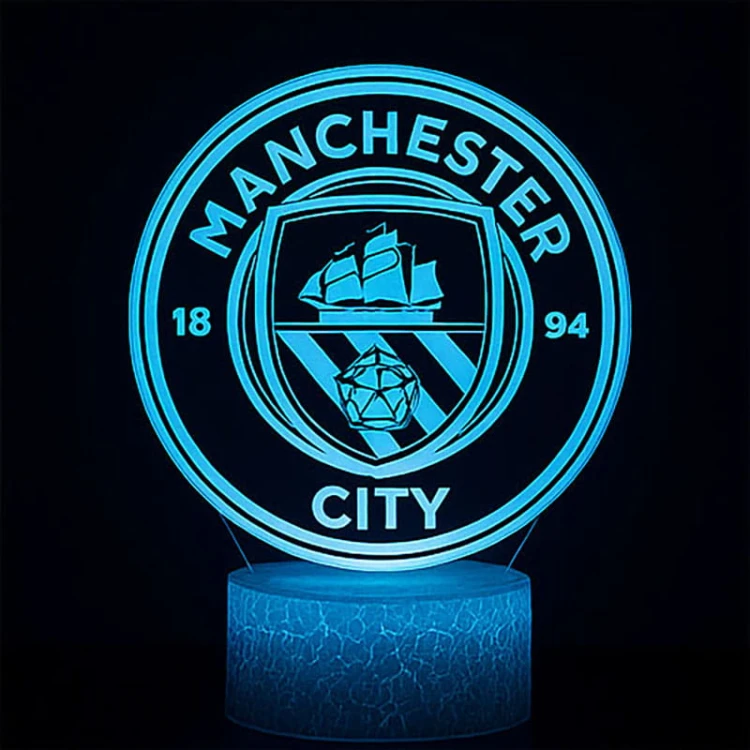 Lampka 3D LED USB Manchester City – praktyczny i stylowy gadżet do pokoju kibica.