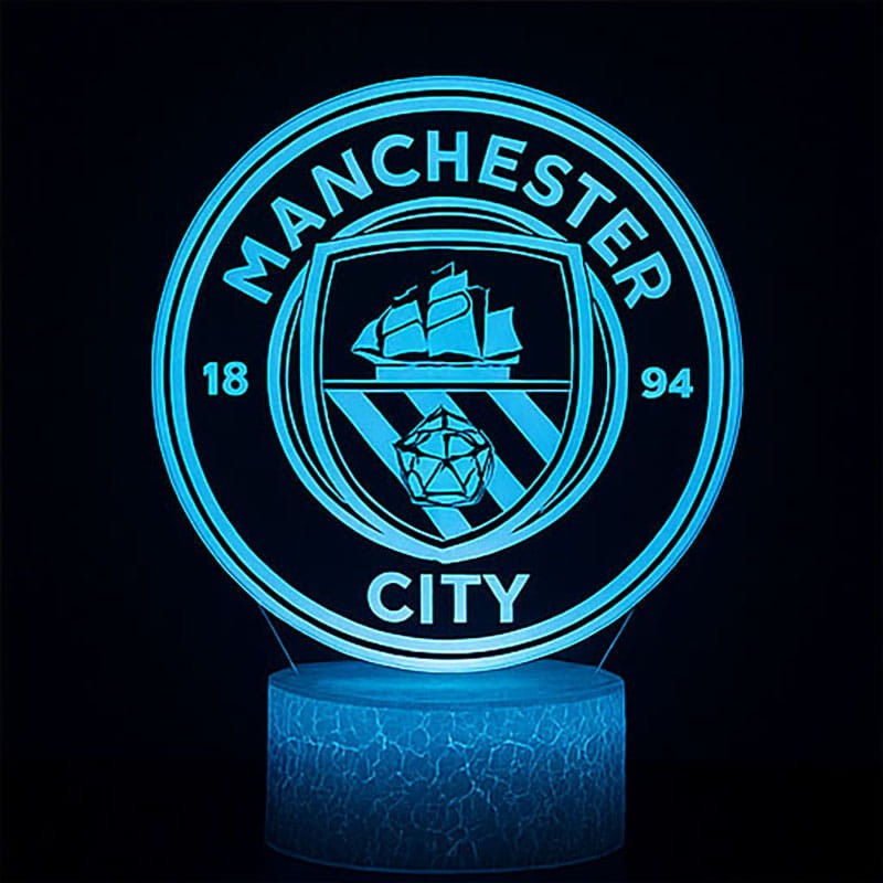 Lampka 3D LED USB Manchester City – praktyczny i stylowy gadżet do pokoju kibica.