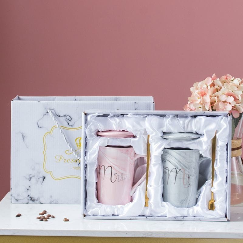 Elegancki zestaw kubków dla pary – idealny prezent na rocznicę ślubu 10, 20, 25, 30, 40 lub 50 lat.