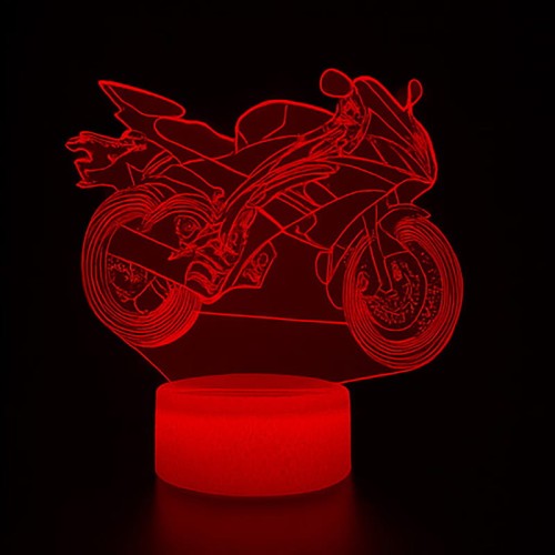 Lampka 3D LED – Motocykl Cross  | 16 kolorów, pilot, USB