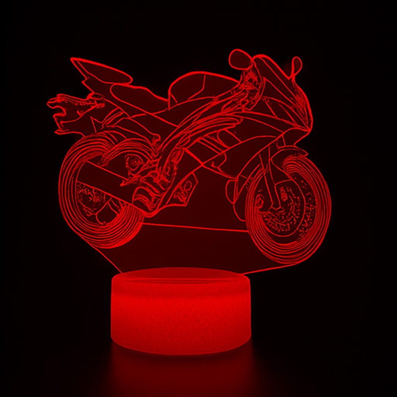 Lampka 3D LED – Motocykl Cross  | 16 kolorów, pilot, USB