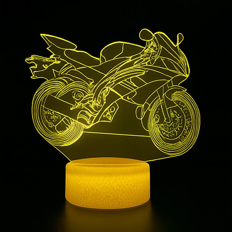 Lampka 3D LED – Motocykl Cross  | 16 kolorów, pilot, USB