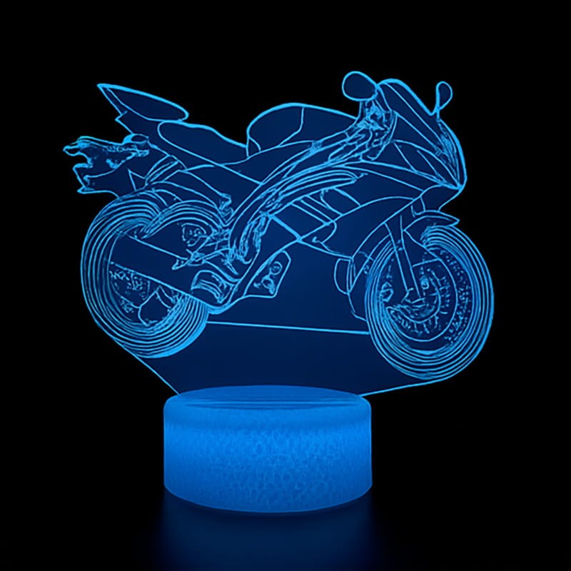 Lampka 3D LED – Motocykl Cross  | 16 kolorów, pilot, USB
