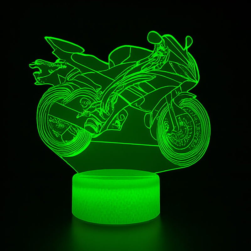 Lampka 3D LED – Motocykl Cross  | 16 kolorów, pilot, USB