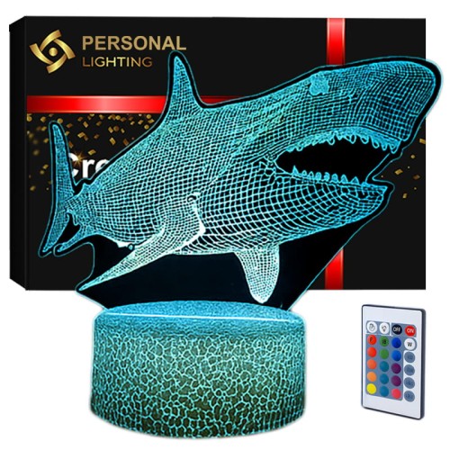 Lampka 3D LED Rekin 16 kolorów, pilot, efekt przestrzenny