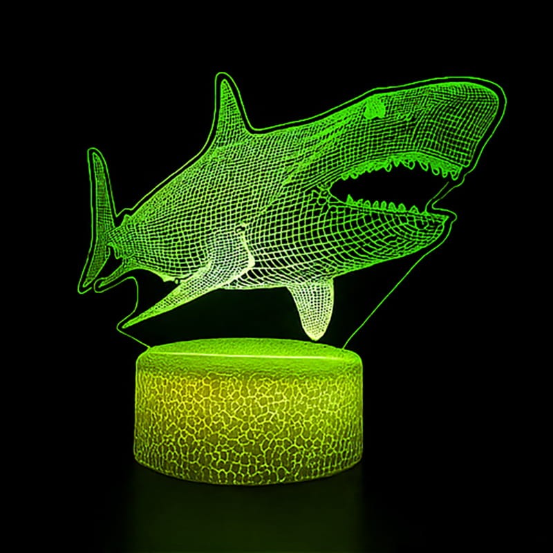 Lampka 3D LED Rekin 16 kolorów, pilot, efekt przestrzenny