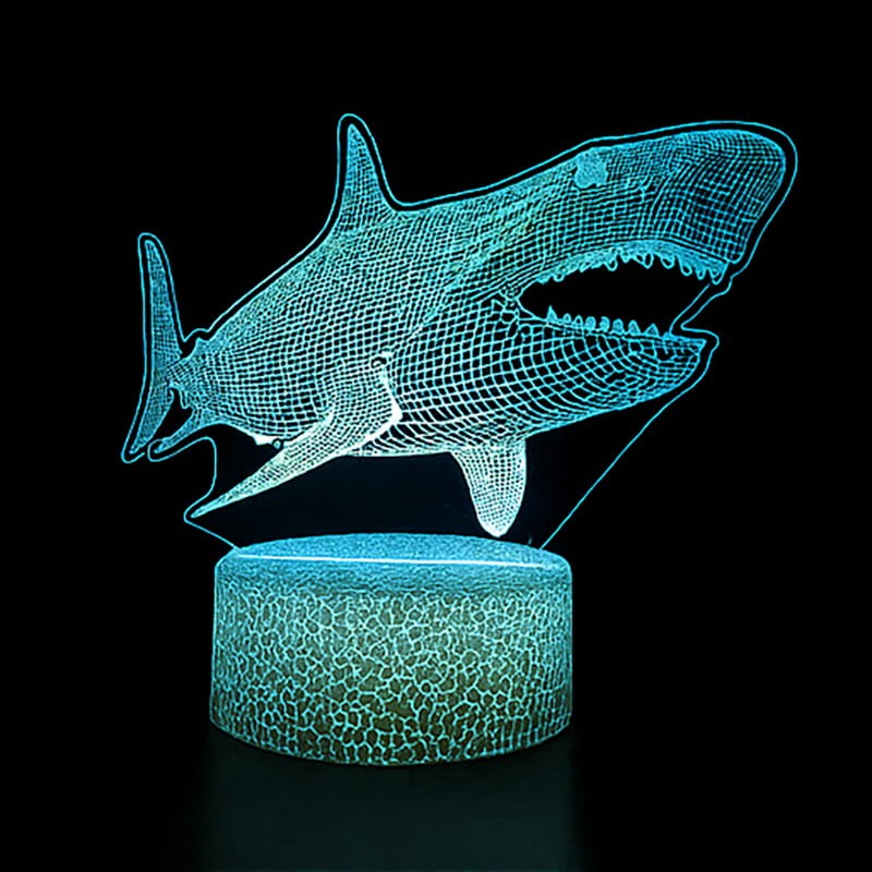 Lampka 3D LED Rekin 16 kolorów, pilot, efekt przestrzenny