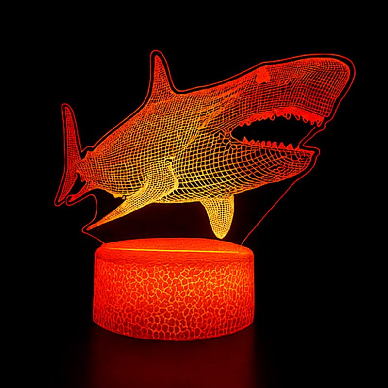 Lampka 3D LED Rekin 16 kolorów, pilot, efekt przestrzenny