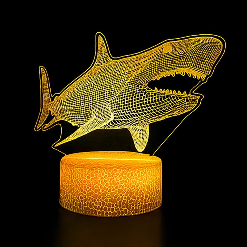 Lampka 3D LED Rekin 16 kolorów, pilot, efekt przestrzenny