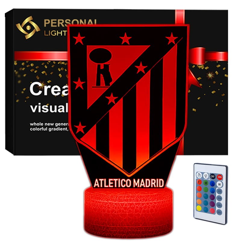 Lampka 3D LED USB Atlético Madryt | 16 kolorów, pilot, efekt 3D