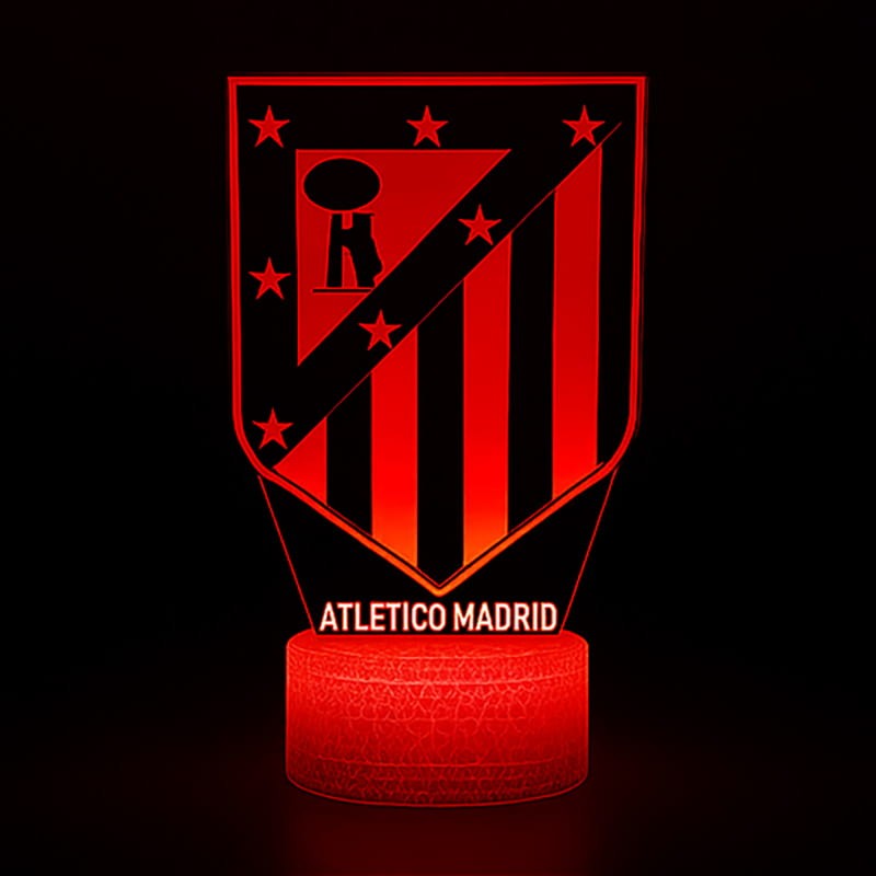 Lampka 3D LED USB Atlético Madryt | 16 kolorów, pilot, efekt 3D