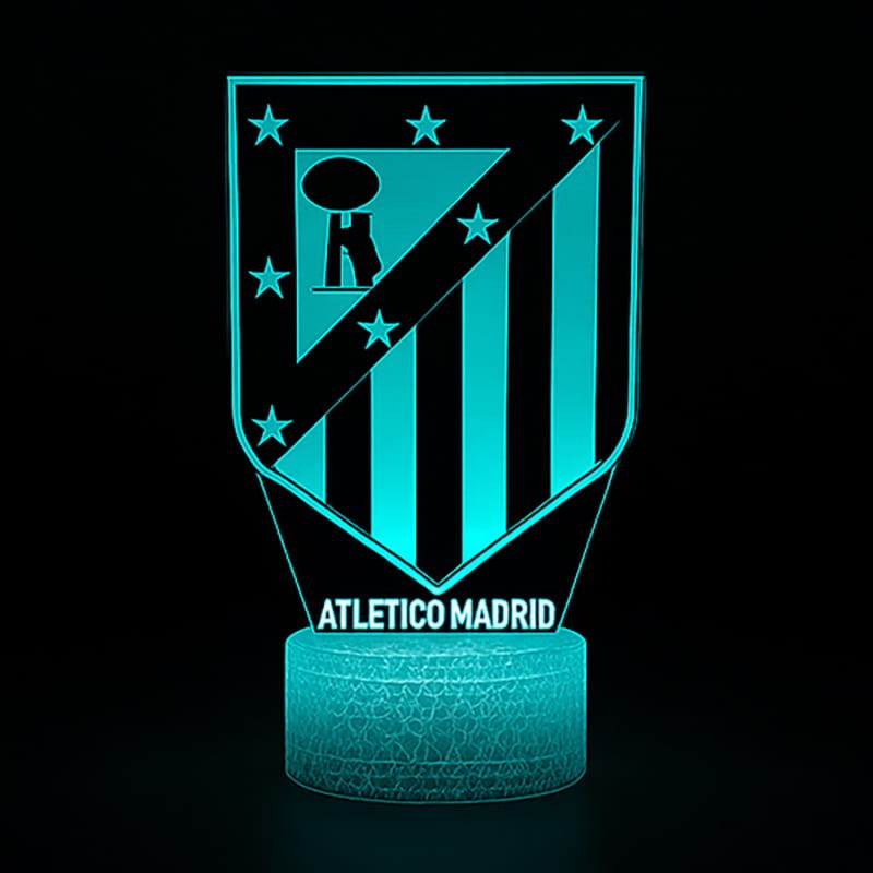 Lampka 3D LED USB Atlético Madryt | 16 kolorów, pilot, efekt 3D