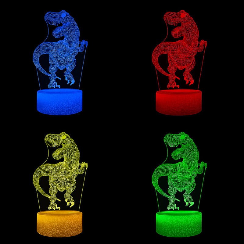 Lampka nocna 3D Dinozaur T-Rex LED USB z pilotem – efektowna dekoracja i prezent dla fanów dinozaurów.
