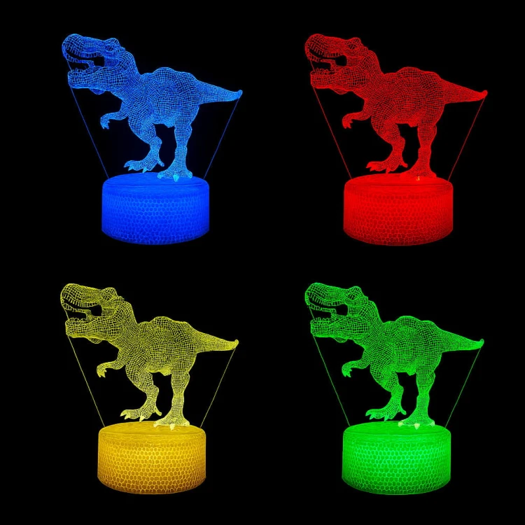 Lampka nocna 3D Dinozaur T-Rex LED USB z pilotem – efektowna dekoracja i prezent dla fanów dinozaurów.