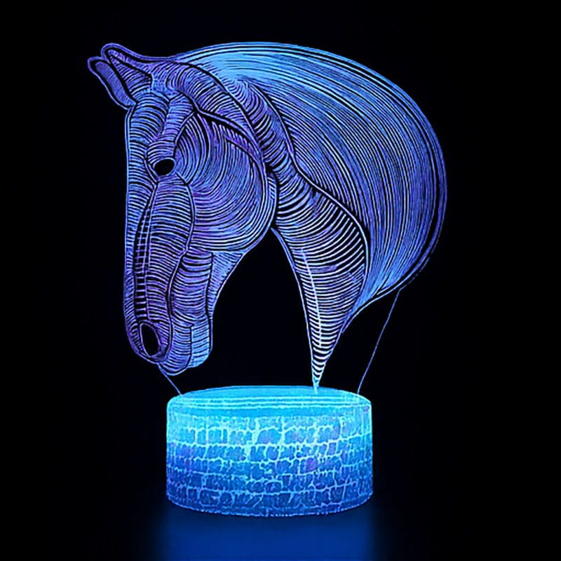 Personal 3D Lamp Koń – lampka LED USB z pilotem i efektem przestrzennym 3D, elegancka dekoracja.