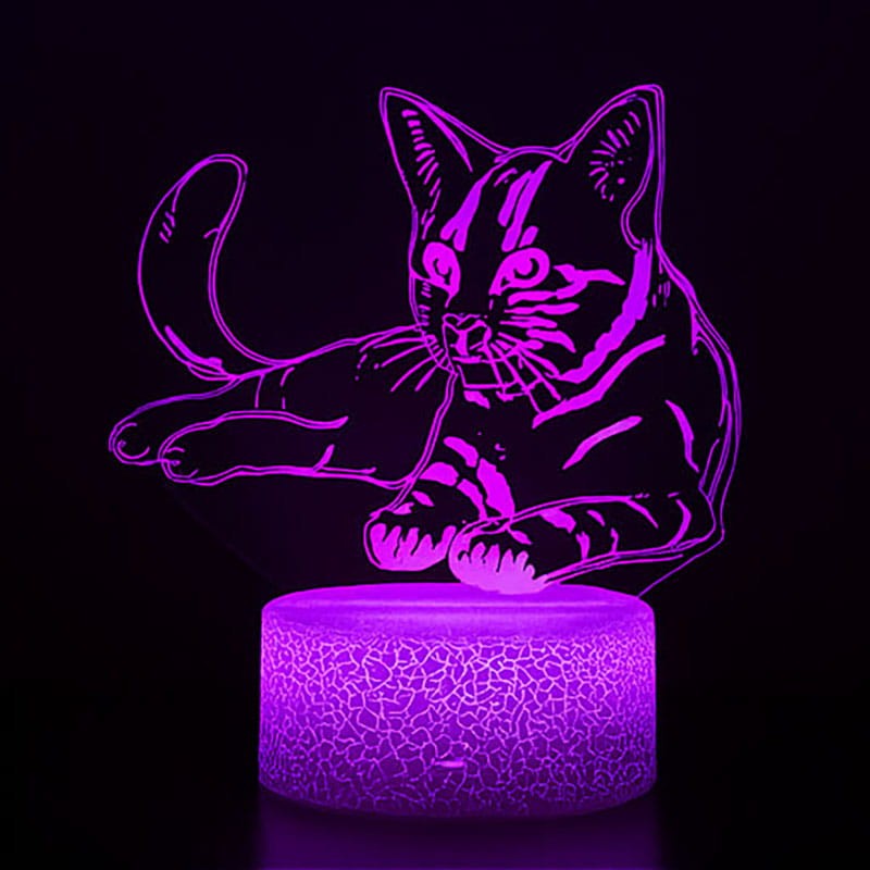Magiczna lampka nocna 3D – Kotek + pilot