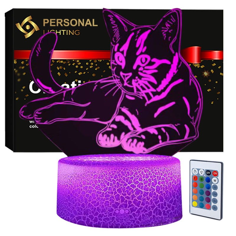 Magiczna lampka nocna 3D – Kotek + pilot
