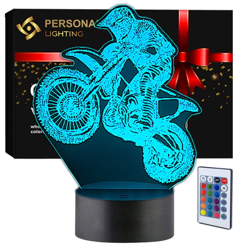 Lampka nocna 3D wizualizacja LED USB pilot Motocyklist