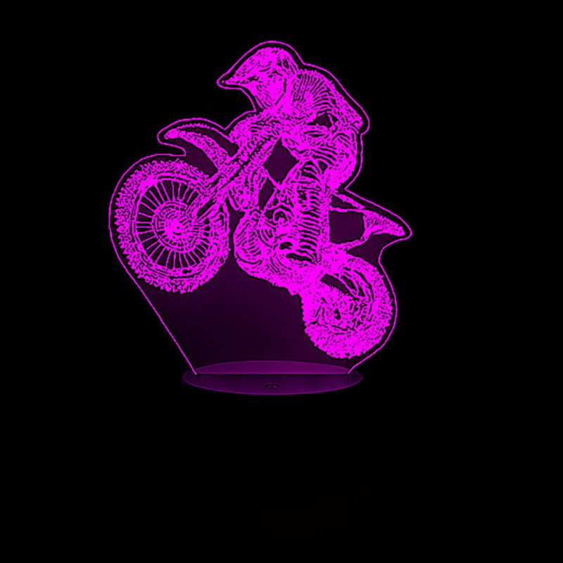 Lampka LED 3D z pilotem – fan motocykli