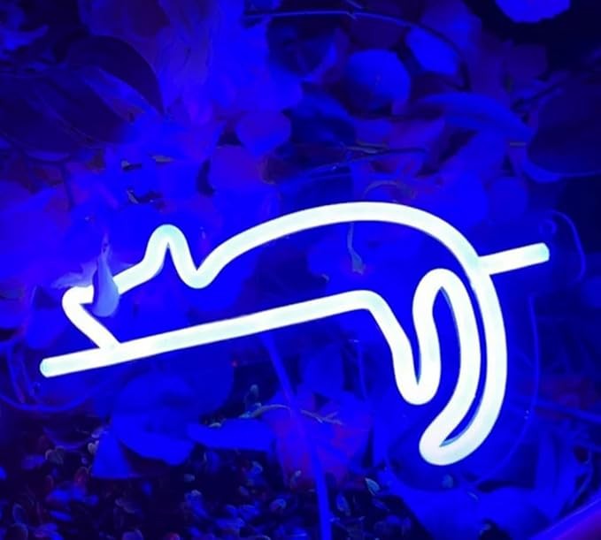 Neon Led USB/bateria Lampka na ścianę Napis do pokoju Kot leżący