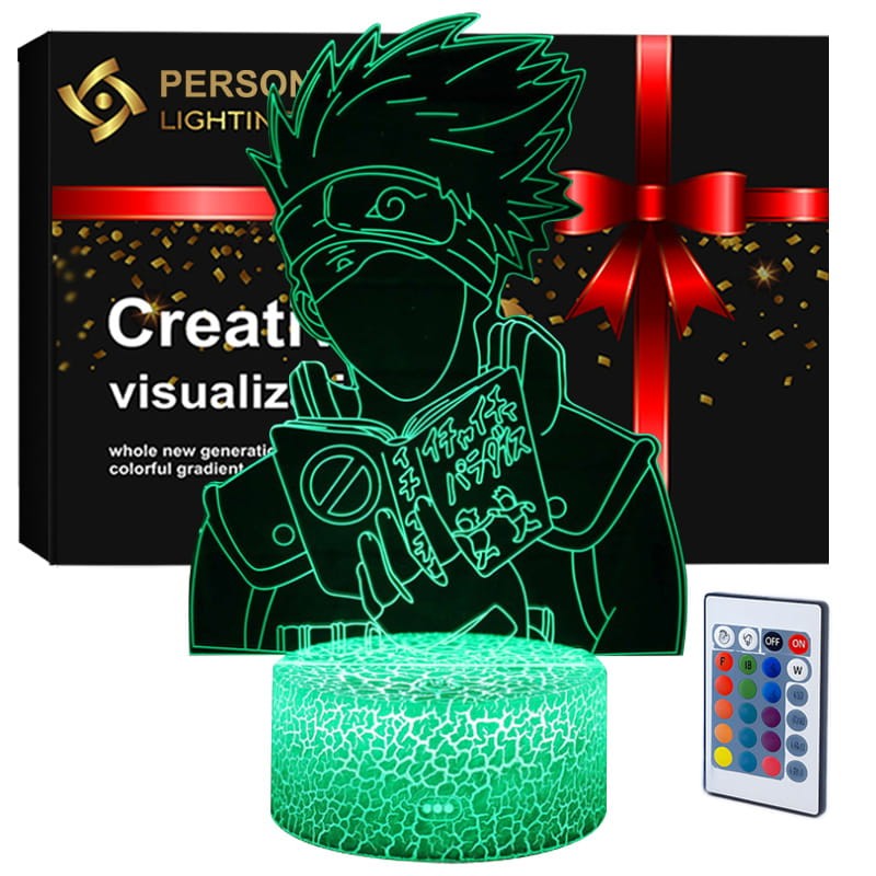Lampka nocna 3D LED USB – Naruto Kakashi Anime. Oryginalny prezent dla fana Naruto! 16 kolorów, pilot i efekt 3D tworzą wyjątkowy klimat w pokoju fana anime.