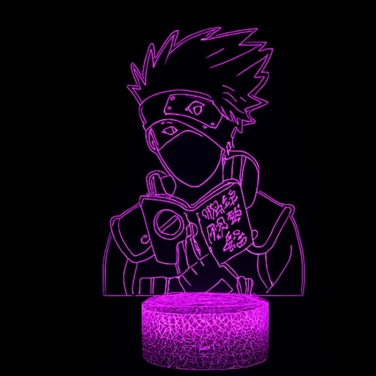 Lampka nocna 3D LED USB – Naruto Kakashi Anime. Oryginalny prezent dla fana Naruto! 16 kolorów, pilot i efekt 3D tworzą wyjątkowy klimat w pokoju fana anime.