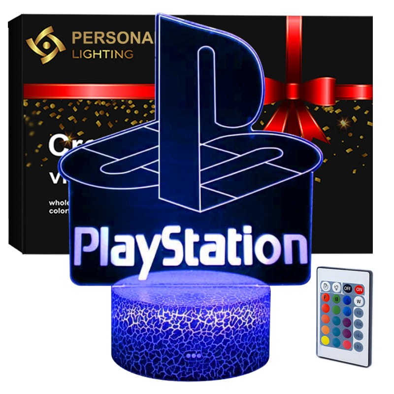 Lampka nocna 3D LED USB – PlayStation. Efektowny gadżet dla gracza z 16 kolorami światła, pilotem i zasilaniem USB. Idealny prezent dla fana gier i konsol.