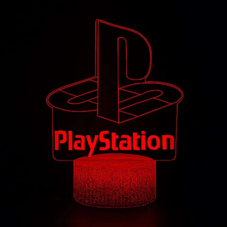 Lampka nocna 3D LED USB – PlayStation. Efektowny gadżet dla gracza z 16 kolorami światła, pilotem i zasilaniem USB. Idealny prezent dla fana gier i konsol.