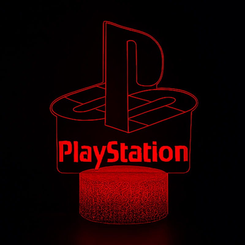 Lampka nocna 3D LED USB – PlayStation. Efektowny gadżet dla gracza z 16 kolorami światła, pilotem i zasilaniem USB. Idealny prezent dla fana gier i konsol.