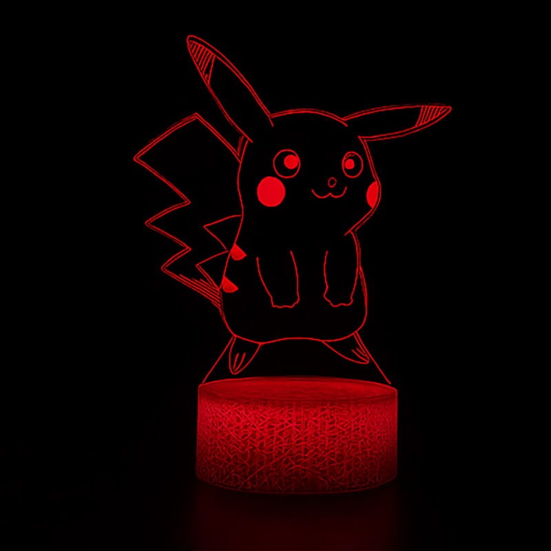 Lampka nocna 3D LED USB – Pokémon Pikachu. Kolorowa i bezpieczna lampka dla dzieci z efektem 3D. 16 kolorów, pilot i zasilanie USB – idealny prezent dla fana Pokémon.