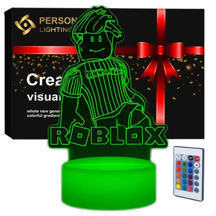 Lampka nocna 3D LED USB – Roblox. Kolorowa i bezpieczna lampka dla dzieci inspirowana światem gier. 16 kolorów, pilot i zasilanie USB – idealny prezent dla fana Roblox.