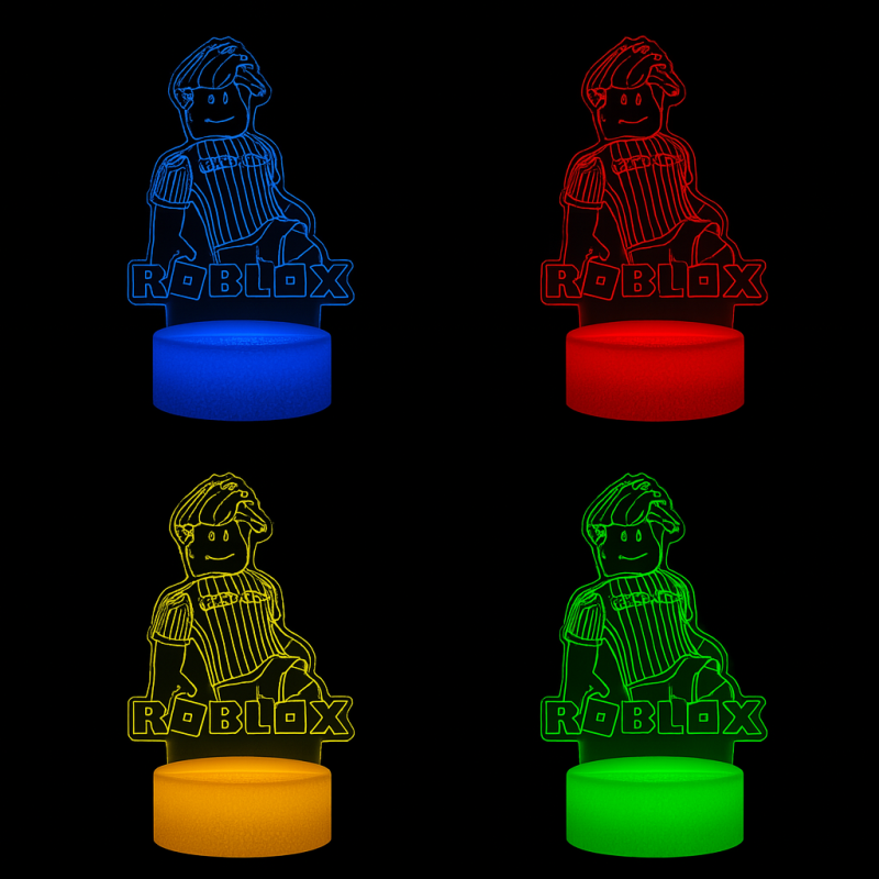 Lampka nocna 3D LED USB – Roblox. Kolorowa i bezpieczna lampka dla dzieci inspirowana światem gier. 16 kolorów, pilot i zasilanie USB – idealny prezent dla fana Roblox.