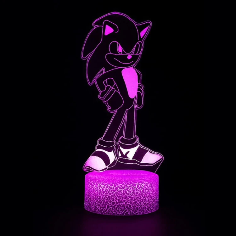 Lampa 3D LED USB Mały Sonic – wyjątkowa dekoracja i źródło światła dla fanów bajek i gier.