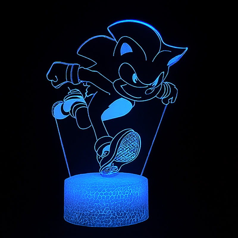 Personal 3D Lamp Sonic – lampka LED USB z postacią z bajki, 16 kolorów i pilot w zestawie.