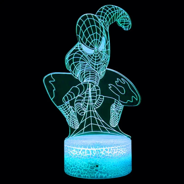Lampka nocna 3D LED USB – Spider-Man. Efektowna lampka z 16 kolorami światła i pilotem. Idealna do pokoju dziecka lub fana Marvela – dekoracja i prezent w jednym.