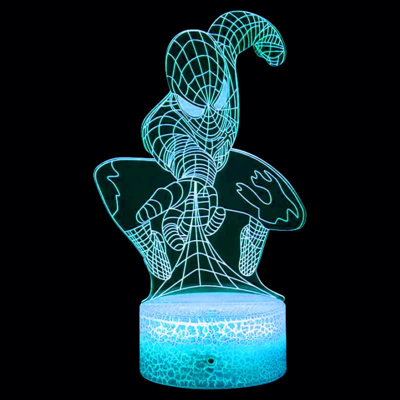 Lampka nocna 3D LED USB – Spider-Man. Efektowna lampka z 16 kolorami światła i pilotem. Idealna do pokoju dziecka lub fana Marvela – dekoracja i prezent w jednym.