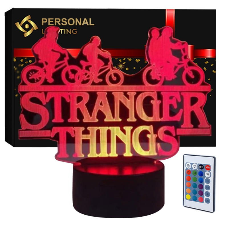 Lampka nocna 3D LED USB – Stranger Things. Efektowna lampka dla fana serialu Netflixa. 16 kolorów, pilot i zasilanie USB – idealny prezent i dekoracja wnętrza.
