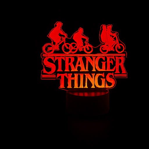 Lampka nocna 3D LED USB – Stranger Things. Efektowna lampka dla fana serialu Netflixa. 16 kolorów, pilot i zasilanie USB – idealny prezent i dekoracja wnętrza.