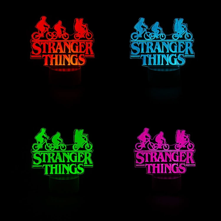 Lampka nocna 3D LED USB – Stranger Things. Efektowna lampka dla fana serialu Netflixa. 16 kolorów, pilot i zasilanie USB – idealny prezent i dekoracja wnętrza.