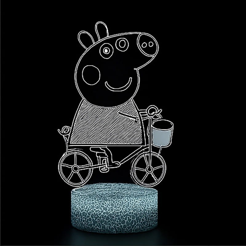 Lampka nocna 3D LED USB z pilotem – Świnka Peppa. Bezpieczna i kolorowa lampka dla dzieci. 16 kolorów światła i pilot w zestawie – idealna dekoracja i prezent.