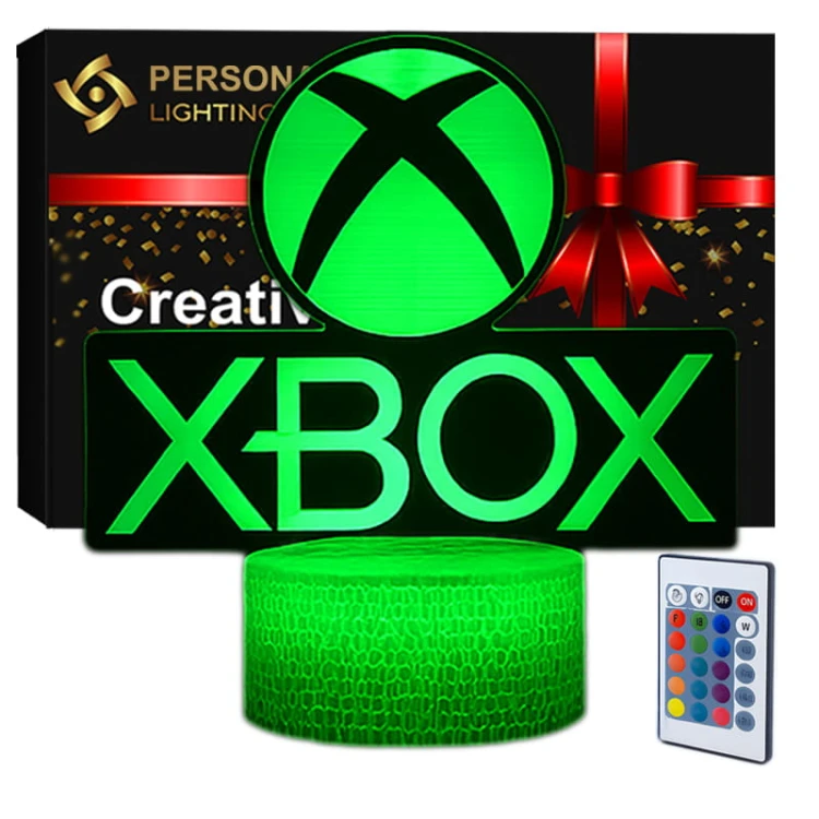 Lampka nocna 3D LED USB z pilotem – Playstation & Xbox . Efekt 3D, 16 kolorów światła i gamingowy design – idealna dekoracja i prezent dla gracza.