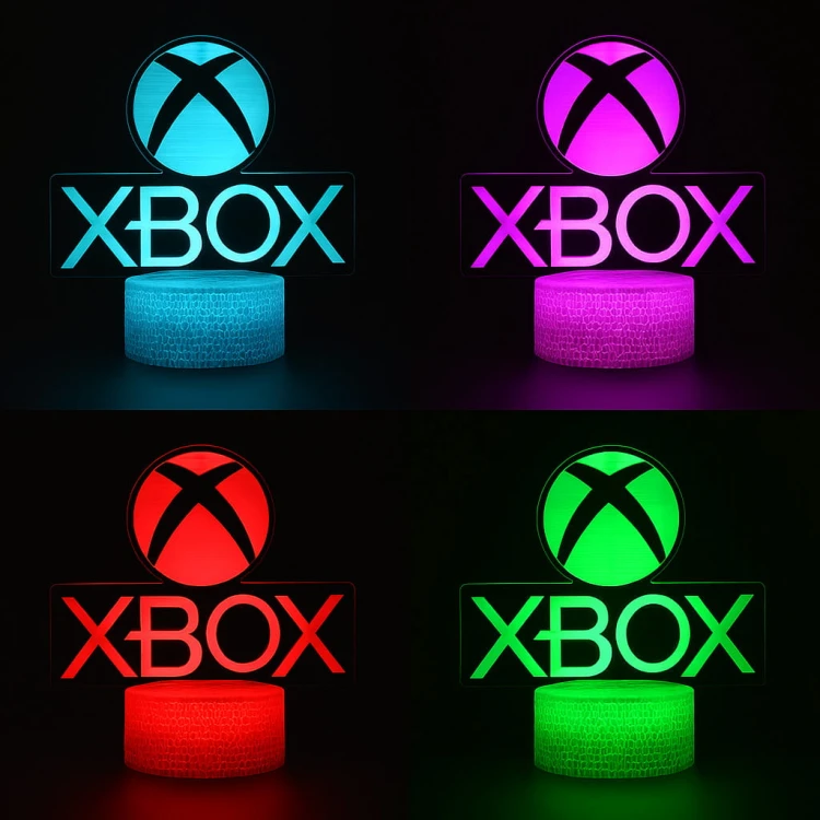 Lampka nocna 3D LED USB z pilotem – Playstation & Xbox . Efekt 3D, 16 kolorów światła i gamingowy design – idealna dekoracja i prezent dla gracza.