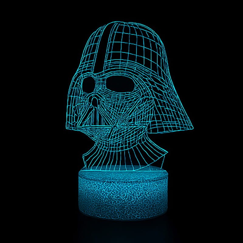 Lampka nocna 3D LED USB z pilotem – Darth Vader  z serii Star Wars. Efekt 3D, 16 kolorów światła i pilot – idealny prezent dla fana galaktyki.