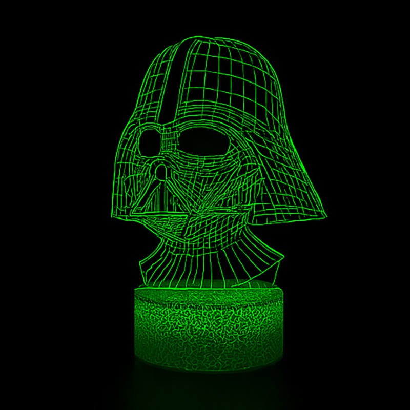 Lampka nocna 3D LED USB z pilotem – Darth Vader  z serii Star Wars. Efekt 3D, 16 kolorów światła i pilot – idealny prezent dla fana galaktyki.