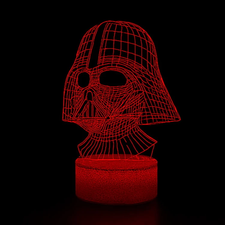 Lampka nocna 3D LED USB z pilotem – Darth Vader  z serii Star Wars. Efekt 3D, 16 kolorów światła i pilot – idealny prezent dla fana galaktyki.