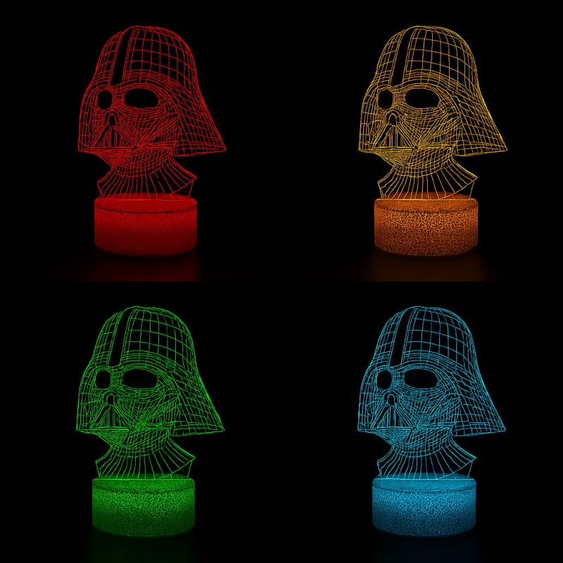 Lampka nocna 3D LED USB z pilotem – Darth Vader  z serii Star Wars. Efekt 3D, 16 kolorów światła i pilot – idealny prezent dla fana galaktyki.