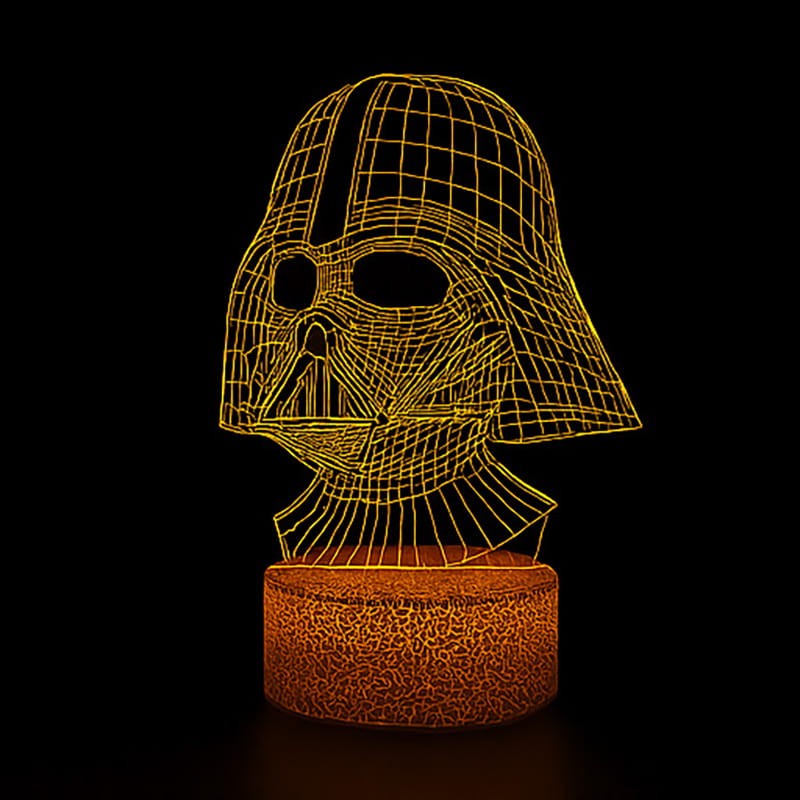 Lampka nocna 3D LED USB z pilotem – Darth Vader  z serii Star Wars. Efekt 3D, 16 kolorów światła i pilot – idealny prezent dla fana galaktyki.